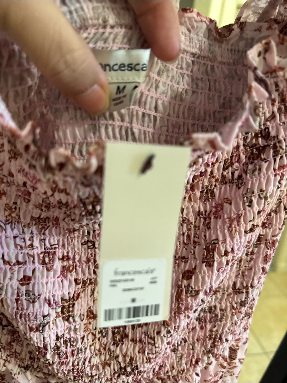 Francesca's Collection Pink Floral Maxi Dress - Smocked Bodice, Ruffle Sleeves - Picture 2 of 4